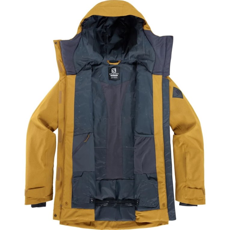 Yellow Salomon Stance Cargo Insulated Hooded Women's Ski Jackets | IE GU5198